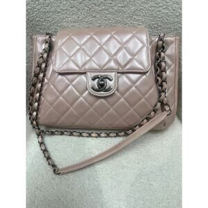 Chanel Accordion Flap Bag in Blush Pink Glazed Calfskin